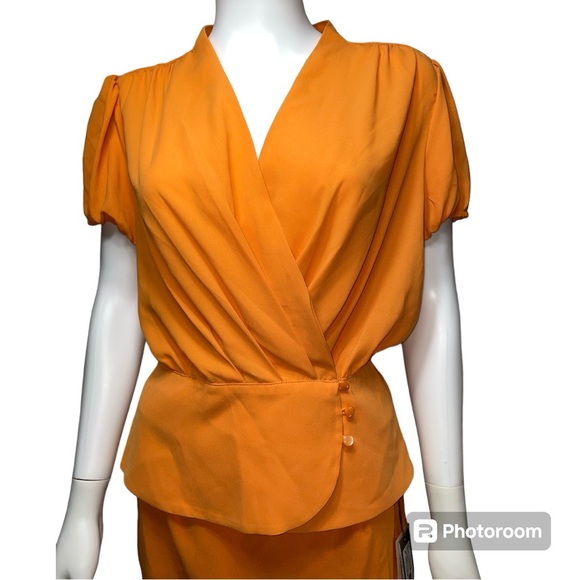 NWT NY & Co. Eva Mendes 2 Piece Set Tangarine Time Skirt and Blouse Top Size 8/M - Picture 3 of 16